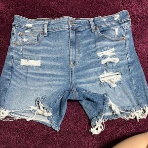 American Eagle Outfitters Blue Distressed Jean Shorts